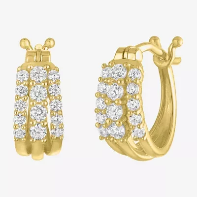 (G-H / I1-I2) 1/3 CT. T.W. Lab Grown White Diamond 10K Gold 12.1mm Hoop Earrings