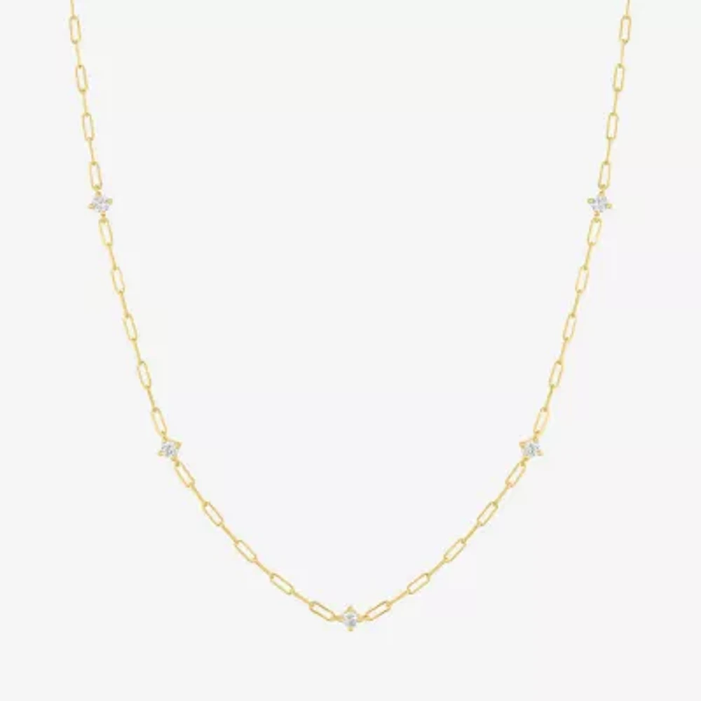 Diamond Addiction (G-H / I1-I2) Womens 1/3 CT. T.W. Lab Grown White Diamond 10K Gold Paperclip Round Pendant Necklaces