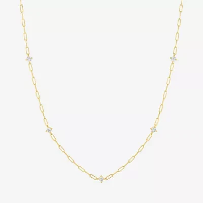 Diamond Addiction (G-H / I1-I2) Womens 1/3 CT. T.W. Lab Grown White Diamond 10K Gold Paperclip Round Pendant Necklaces