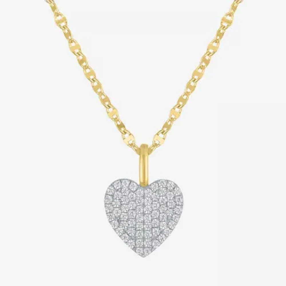 Diamond Addiction (G-H Womens 1/3 CT. T.W. Lab Grown White Diamond 10K Gold Heart Pendant Necklaces