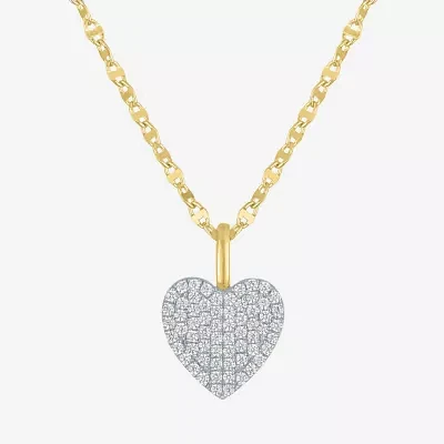Diamond Addiction (G-H Womens 1/3 CT. T.W. Lab Grown White Diamond 10K Gold Heart Pendant Necklaces