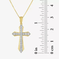 (G-H Womens 1/3 CT. T.W. Lab Grown White Diamond 10K Gold Cross Pendant Necklaces