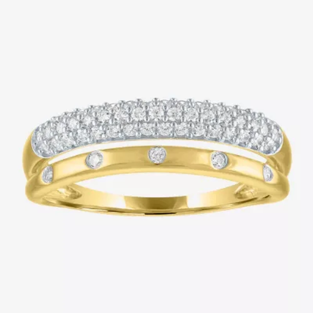 Diamond Addiction (G-H, I1-I2) Womens 1/3 CT. T.W. Lab Grown White 10K Gold Cocktail Ring