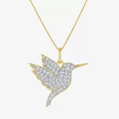(G-H / I1-I2) Hummingbird Womens 1/3 CT. T.W. Lab Grown White Diamond 10K Gold Pendant Necklaces