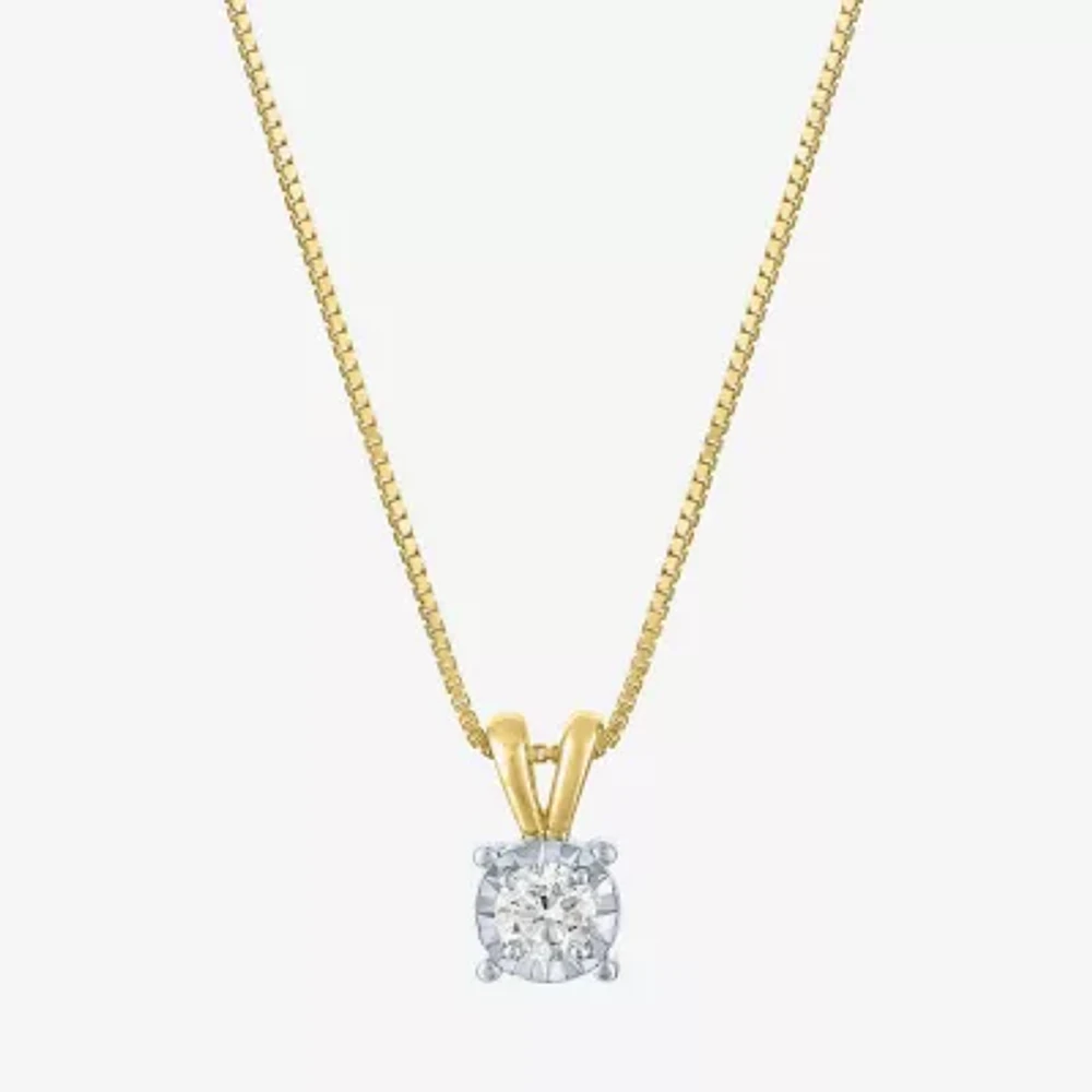 (G-H,I1-I2) Womens 1/5 CT. Lab Grown White Diamond 14K Gold Over Silver Round Pendant Necklace