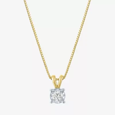 (G-H,I1-I2) Womens 1/5 CT. Lab Grown White Diamond 14K Gold Over Silver Round Pendant Necklace