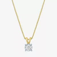 (G-H,I1-I2) Womens 1/5 CT. Lab Grown White Diamond 14K Gold Over Silver Round Pendant Necklace