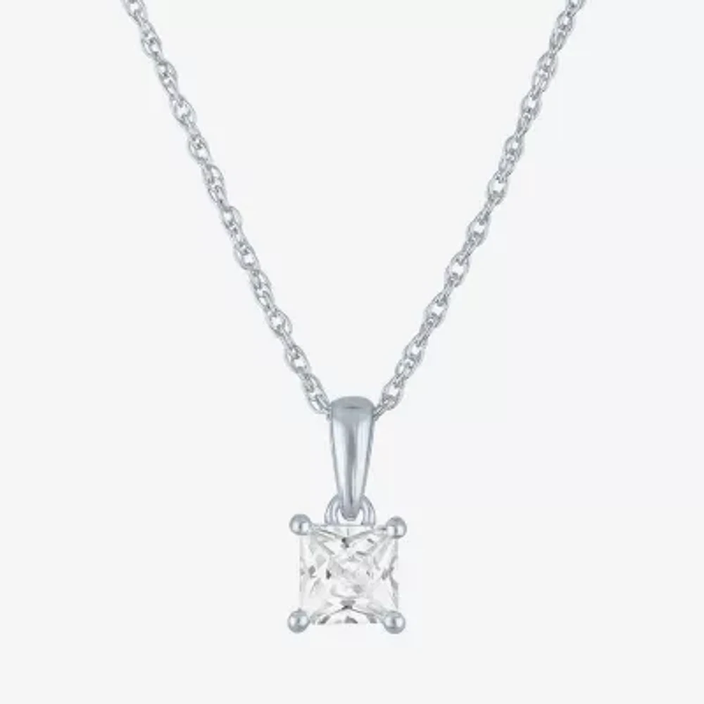 (G-H Womens 1/2 CT. Lab Grown White Diamond 10K White Gold Pendant Necklaces