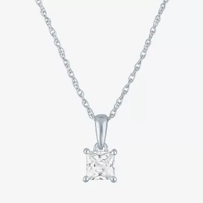 (G-H Womens 1/2 CT. Lab Grown White Diamond 10K White Gold Pendant Necklaces