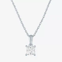 (G-H Womens 1/2 CT. Lab Grown White Diamond 10K White Gold Pendant Necklaces