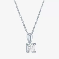 (G-H Womens 1/2 CT. Lab Grown White Diamond 10K White Gold Pendant Necklaces
