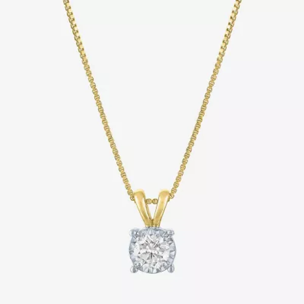 (G-H/ I1-I2) Womens 1/3 CT. T.W. Lab Grown White Diamond 14K Gold Over Silver Round Pendant Necklace