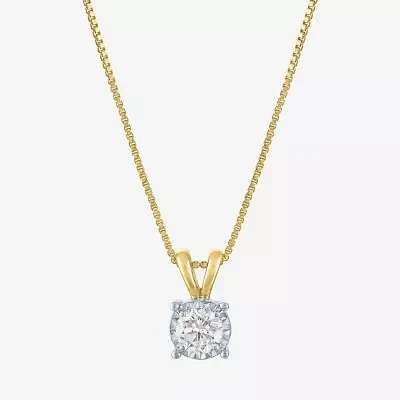 (G-H/ I1-I2) Womens 1/3 CT. T.W. Lab Grown White Diamond 14K Gold Over Silver Round Pendant Necklace