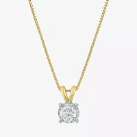 (G-H/ I1-I2) Womens 1/3 CT. T.W. Lab Grown White Diamond 14K Gold Over Silver Round Pendant Necklace