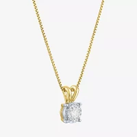 (G-H/ I1-I2) Womens 1/3 CT. T.W. Lab Grown White Diamond 14K Gold Over Silver Round Pendant Necklace