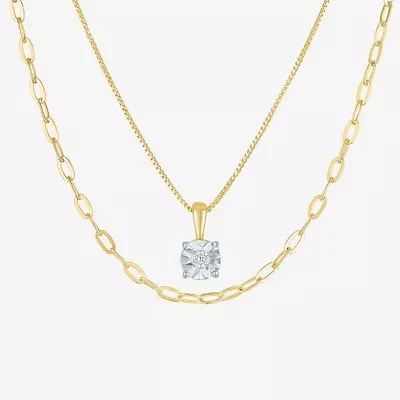 Yes, Please! (G-H / Si2-I1) Womens Diamond Accent Lab Grown White Diamond 14K Gold Over Silver Sterling Silver Round Pendant Necklace