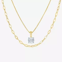 Yes, Please! (G-H / Si2-I1) Womens Diamond Accent Lab Grown White Diamond 14K Gold Over Silver Sterling Silver Round Pendant Necklace