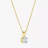 Yes, Please! (G-H / Si2-I1) Womens Diamond Accent Lab Grown White Diamond 14K Gold Over Silver Sterling Silver Round Pendant Necklace