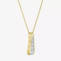 Yes Please! (G-H / I1-I2) Womens 1/10 CT. T.W. Lab Grown White Diamond 14K Gold Over Silver Sterling Silver Pendant Necklace