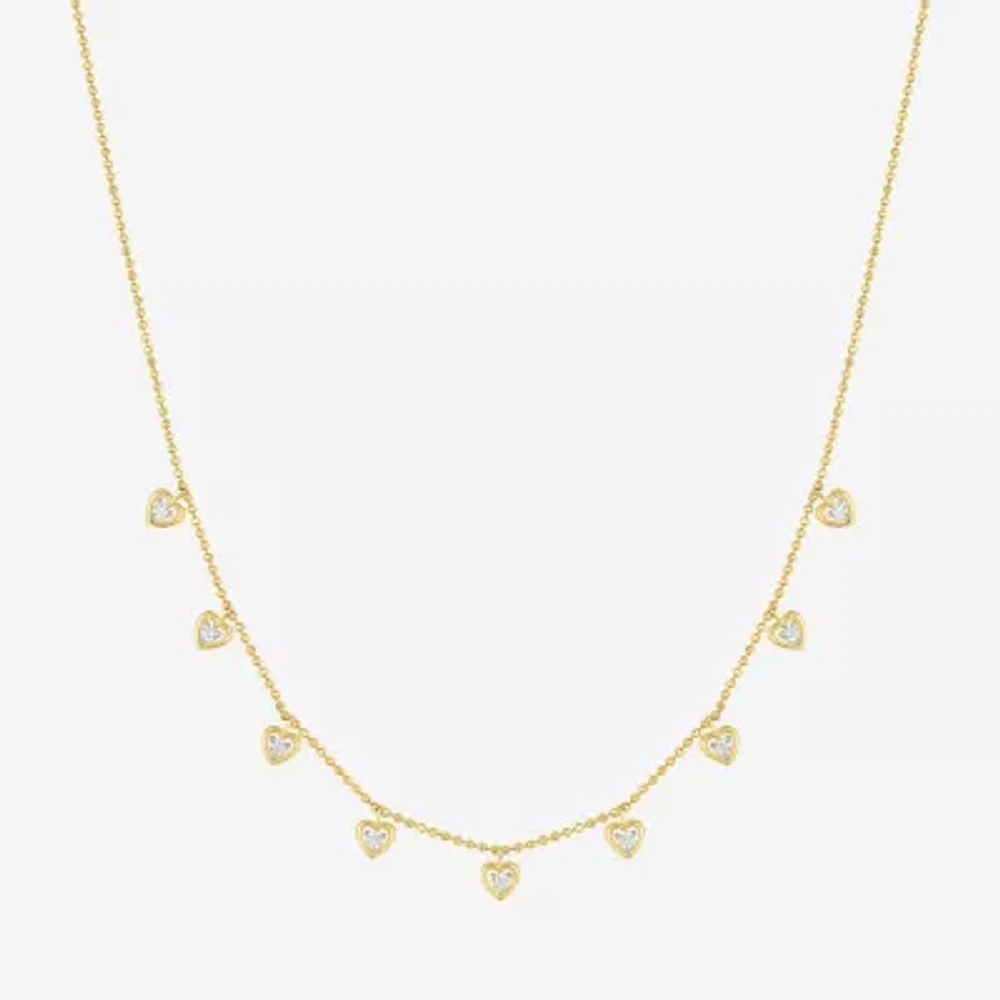 (G-H/ I1-I2) Womens 1/6 CT. T.W. Lab Grown White Diamond 14K Gold Over Silver Sterling Silver Heart Pendant Necklaces