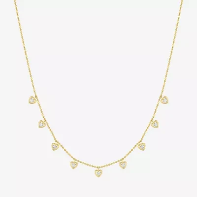 (G-H/ I1-I2) Womens 1/6 CT. T.W. Lab Grown White Diamond 14K Gold Over Silver Sterling Silver Heart Pendant Necklaces