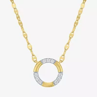 (G-H/ I1-I2) Womens 1/10 CT. T.W. Lab Grown White Diamond 14K Gold Over Silver Sterling Silver Circle Pendant Necklaces