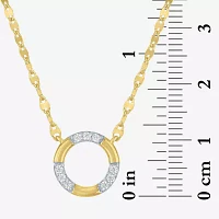 (G-H/ I1-I2) Womens 1/10 CT. T.W. Lab Grown White Diamond 14K Gold Over Silver Sterling Silver Circle Pendant Necklaces