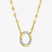 (G-H/ I1-I2) Womens 1/10 CT. T.W. Lab Grown White Diamond 14K Gold Over Silver Sterling Silver Circle Pendant Necklaces