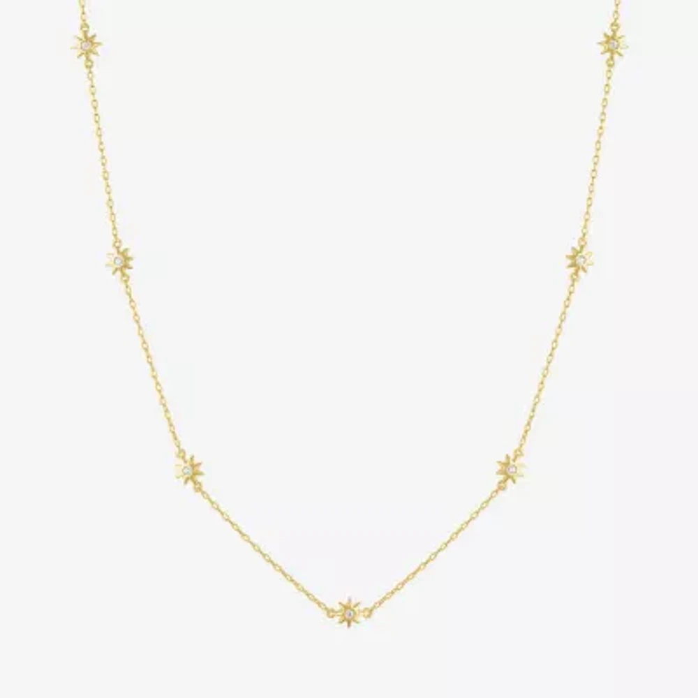 Diamond Addiction (G-H Womens 1/10 CT. T.W. Lab Grown White Diamond 14K Gold Over Silver Sterling Silver Star 16 Inch Pendant Necklace