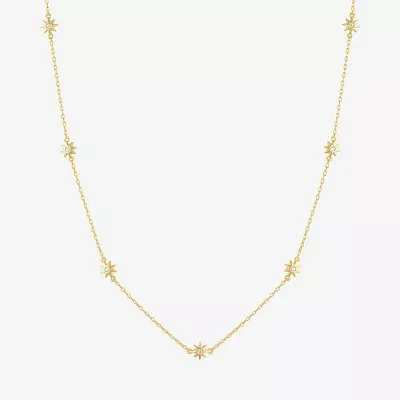 Diamond Addiction (G-H Womens 1/10 CT. T.W. Lab Grown White Diamond 14K Gold Over Silver Sterling Silver Star 16 Inch Pendant Necklace