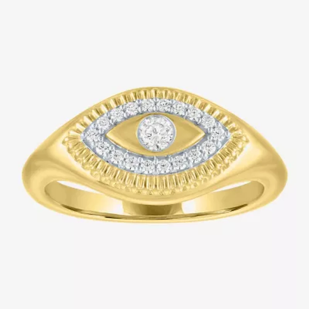 Diamond Addiction (G-H, I1-I2) Womens 1/6 CT. T.W. Lab Grown White 14K Gold Over Silver Sterling Evil Eye Cocktail Ring
