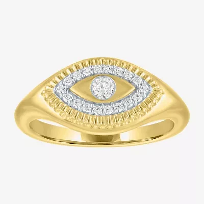 Diamond Addiction (G-H, I1-I2) Womens 1/6 CT. T.W. Lab Grown White 14K Gold Over Silver Sterling Evil Eye Cocktail Ring