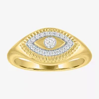 Diamond Addiction (G-H, I1-I2) Womens 1/6 CT. T.W. Lab Grown White 14K Gold Over Silver Sterling Evil Eye Cocktail Ring