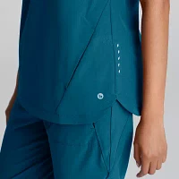 Barco One Bot216 Flux 2-Pocket Banded Zip Collar Womens Plus Tall High Neck Wrinkle Resistant Short Sleeve Scrub Top