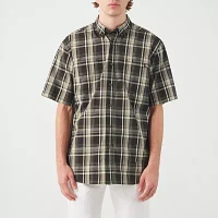 Dickies Flex Mens Relaxed Fit Short Sleeve Plaid Button-Down Shirt