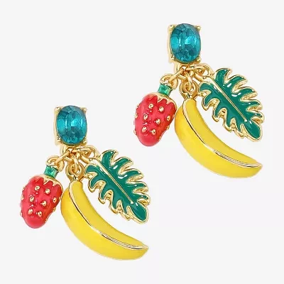 Bijoux Bar Gold Tone Fruit Glass Drop Earrings