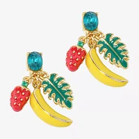 Bijoux Bar Gold Tone Fruit Glass Drop Earrings