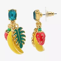 Bijoux Bar Gold Tone Fruit Glass Drop Earrings