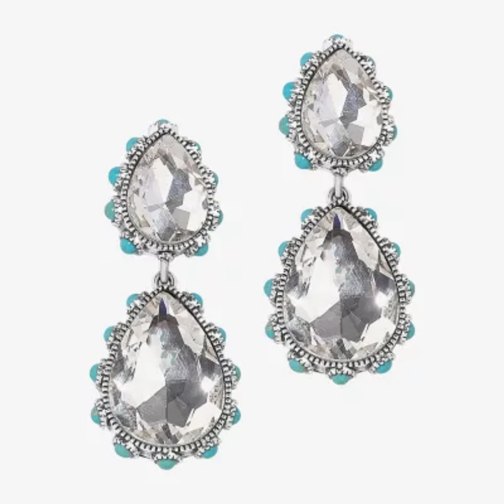 Bijoux Bar Silver Tone Crystal Drop Earrings