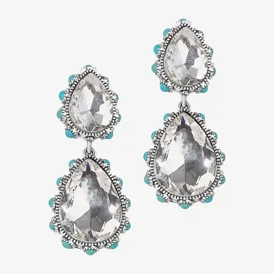 Bijoux Bar Silver Tone Crystal Drop Earrings