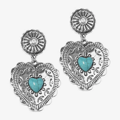 Bijoux Bar Silver Tone Womens Heart Drop Earrings