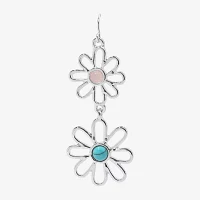 Bijoux Bar Delicates Silver Tone Stone Flower Drop Earrings