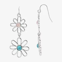 Bijoux Bar Delicates Silver Tone Stone Flower Drop Earrings