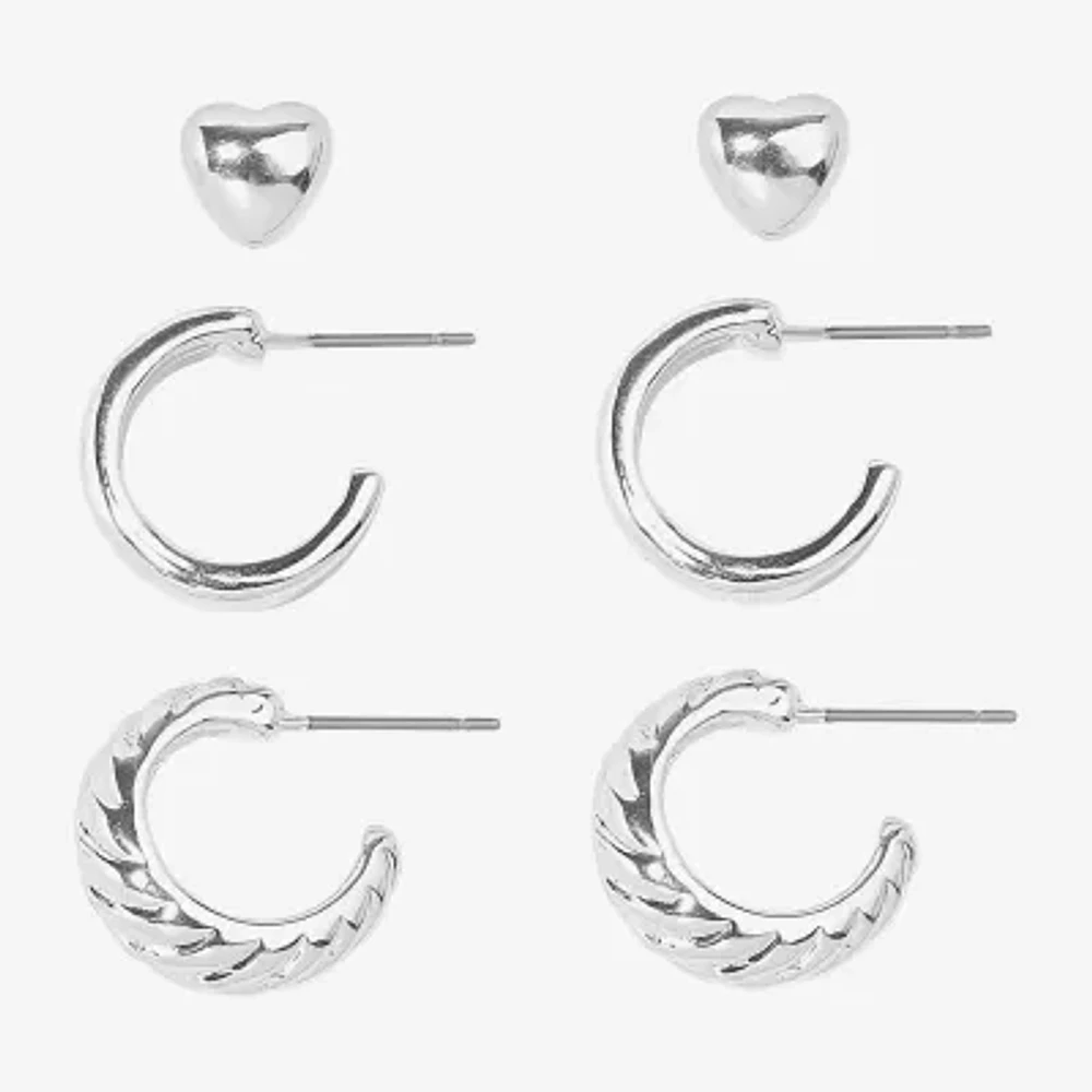 Bijoux Bar Delicates Delicates Silver Tone Western 3 Pair Earring Set