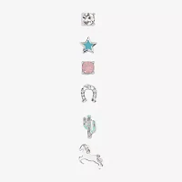 Bijoux Bar Delicates Silver Tone Western 6 Pair Crystal Star Earring Set