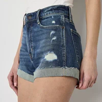 Arizona Womens Highest Rise Denim Short-Juniors