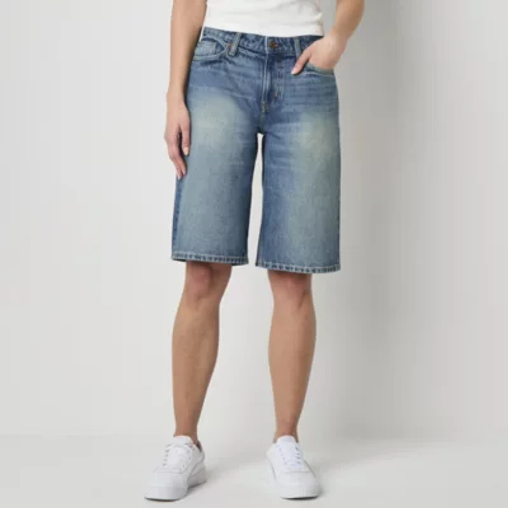 Arizona Womens Low Rise Denim Short-Juniors