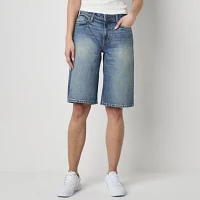 Arizona Womens Low Rise Denim Short-Juniors