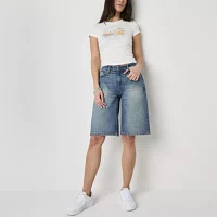 Arizona Womens Low Rise Denim Short-Juniors