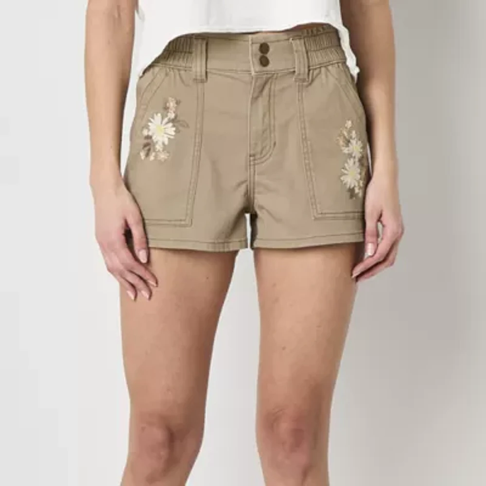 Arizona Womens High Rise Midi Short-Juniors